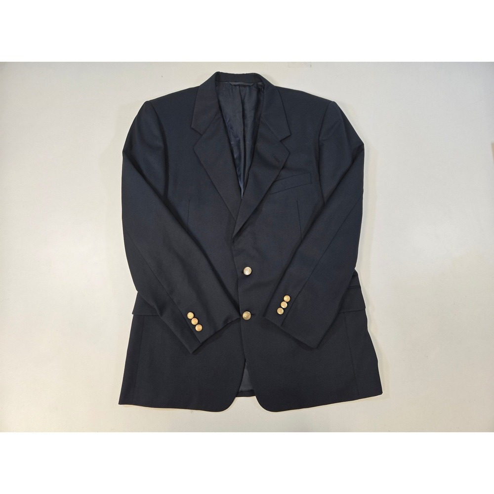 Hickey Freeman Barneys New York Navy Wool Blazer Boardroom Gold Buttons 42R USA